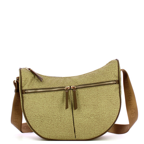 Borbonese - Tracolla Luna Bag Middle Verde Olio - 223219J47 - VERDE/OLIO