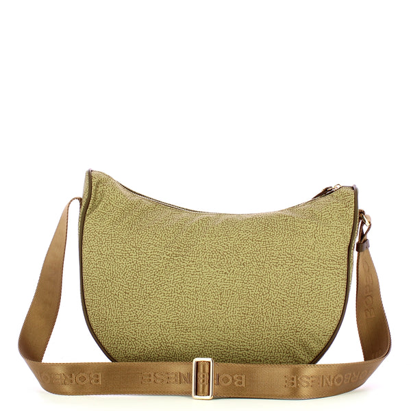 Borbonese - Tracolla Luna Bag Middle Verde Olio - 223219J47 - VERDE/OLIO