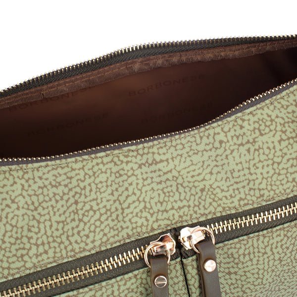 Borbonese - Tracolla Luna Bag Middle Verde Olio - 223219J47 - VERDE/OLIO