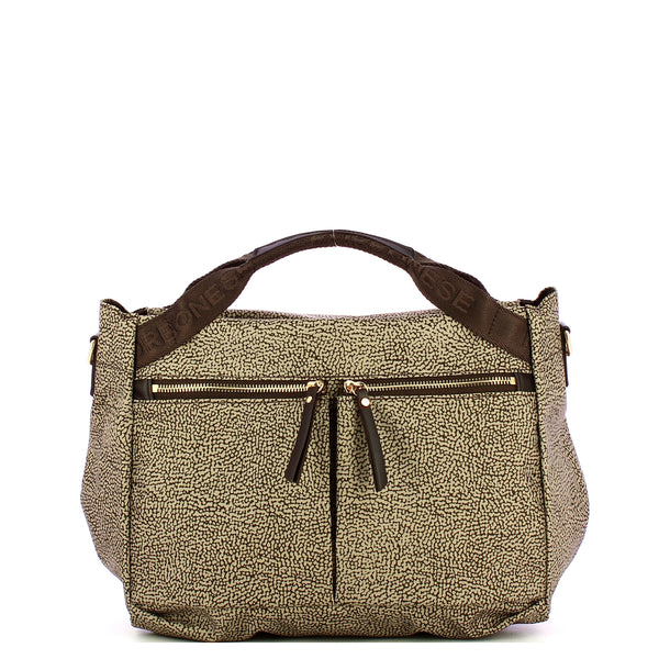 Borbonese - Bauletto Medium OP Naturale Testa Moro - 223230J47 - OP/NATURALE/TESTA/MORO