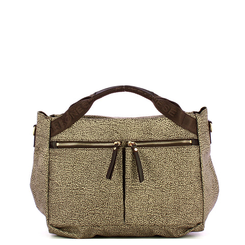 Borbonese - Bauletto Medium OP Naturale Testa Moro - 223230J47 - OP/NATURALE/TESTA/MORO