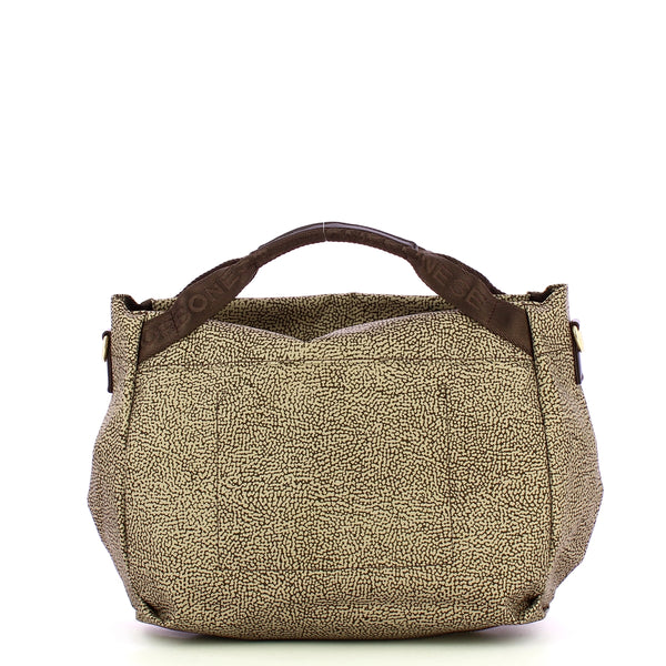 Borbonese - Bauletto Medium OP Naturale Testa Moro - 223230J47 - OP/NATURALE/TESTA/MORO