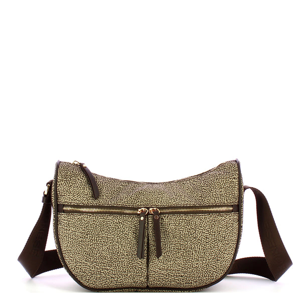 Borbonese - Tracolla Luna Bag Small OP Naturale Testa Moro - 223235J47 - OP/NATURALE/TESTA/MORO