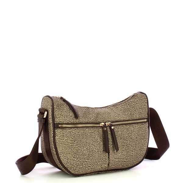 Borbonese - Tracolla Luna Bag Small OP Naturale Testa Moro - 223235J47 - OP/NATURALE/TESTA/MORO