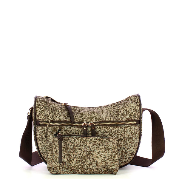 Borbonese - Tracolla Luna Bag Small OP Naturale Testa Moro - 223235J47 - OP/NATURALE/TESTA/MORO