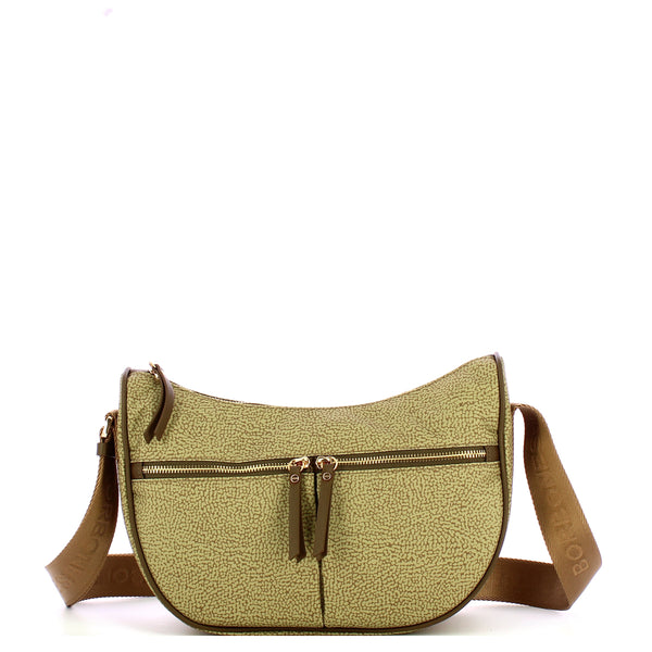 Borbonese - Tracolla Luna Bag Small Verde Olio - 223235J47 - VERDE/OLIO