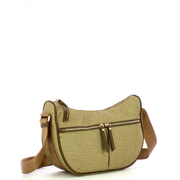 Borbonese - Tracolla Luna Bag Small Verde Olio - 223235J47 - VERDE/OLIO