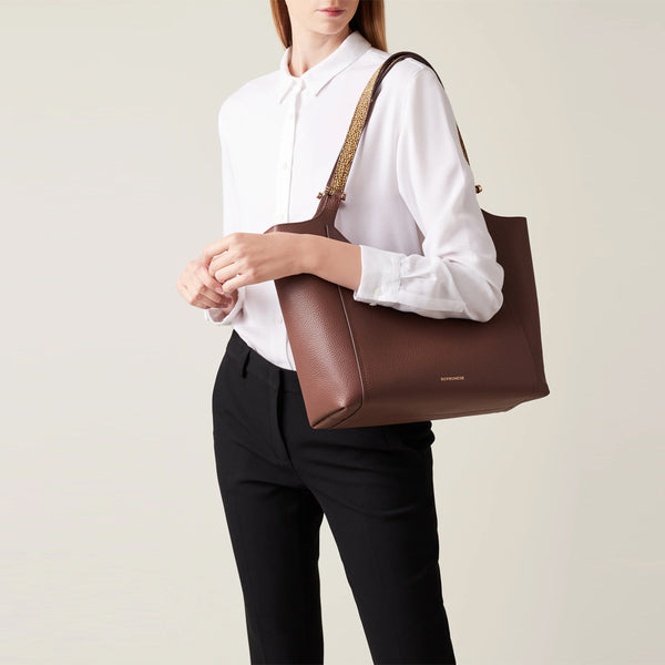 Borbonese - Shopper Bolt Medium Brul�� OP Naturale - 924388AR3 - BRULE'/OP/NATURALE