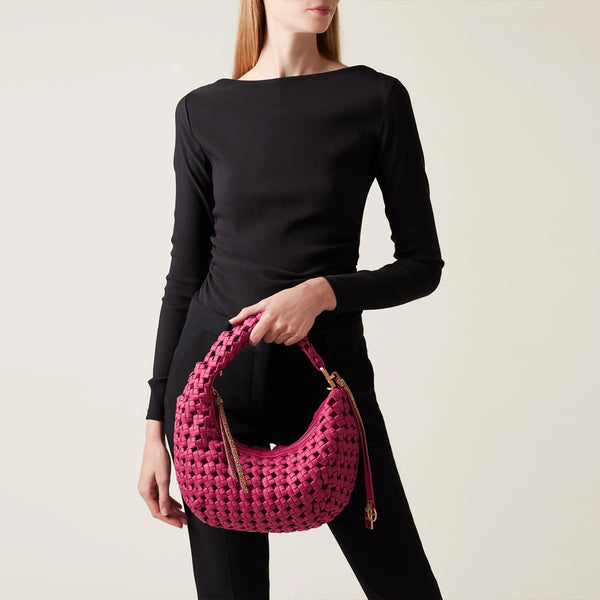 Borbonese - Mini Hobo Bag La Nido Amarone OP Naturale - 924826AZ1 - AMARONE/OP/NATURALE