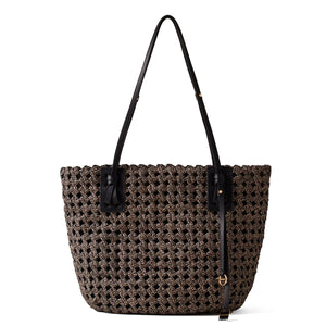Borbonese - Borsa shopping La Nido OP Naturale Nero - 924828AH1 - OP/NATURALE/NERO