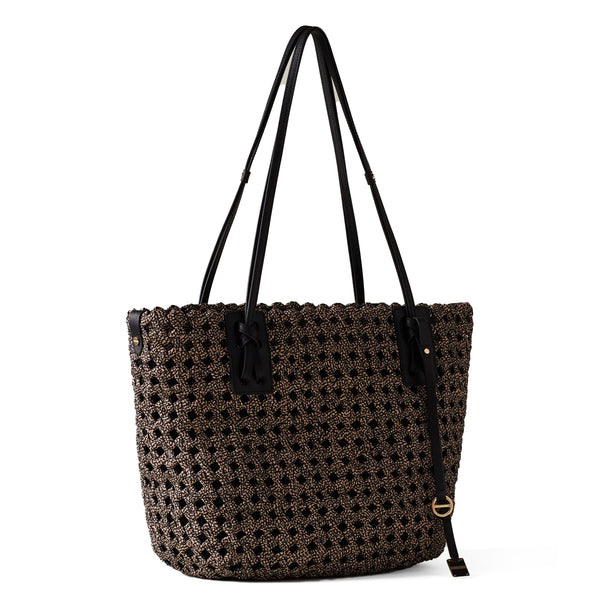 Borbonese - Borsa shopping La Nido OP Naturale Nero - 924828AH1 - OP/NATURALE/NERO