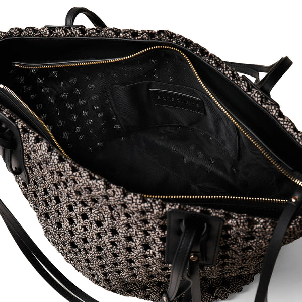 Borbonese - Borsa shopping La Nido OP Naturale Nero - 924828AH1 - OP/NATURALE/NERO