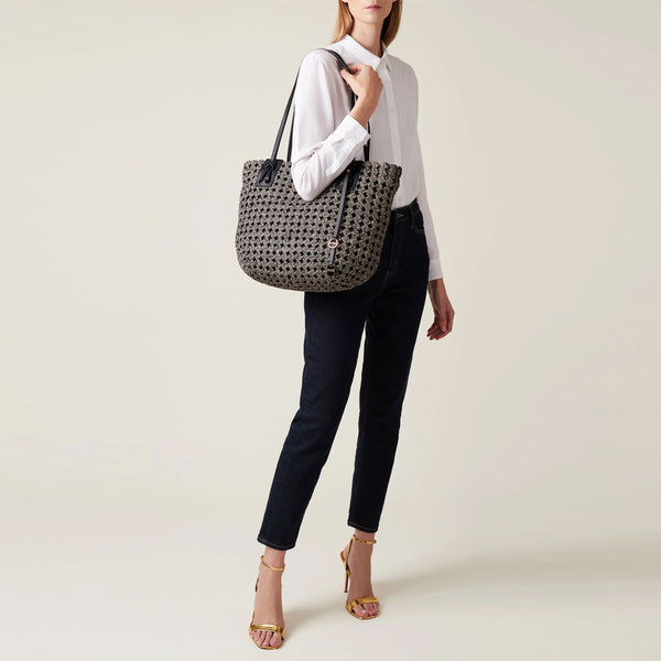 Borbonese - Borsa shopping La Nido OP Naturale Nero - 924828AH1 - OP/NATURALE/NERO