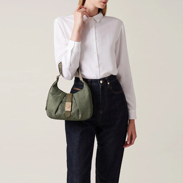 Borbonese - Hobo Bag Cortina Small Verde Militare - 923937I15 - VERDE/MILITARE