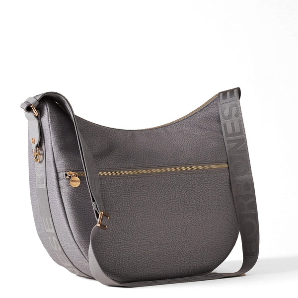 Borbonese - Borsa Luna Bag Medium con taschino in Nylon Riciclato Cloud - 934109I15 - CLOUD