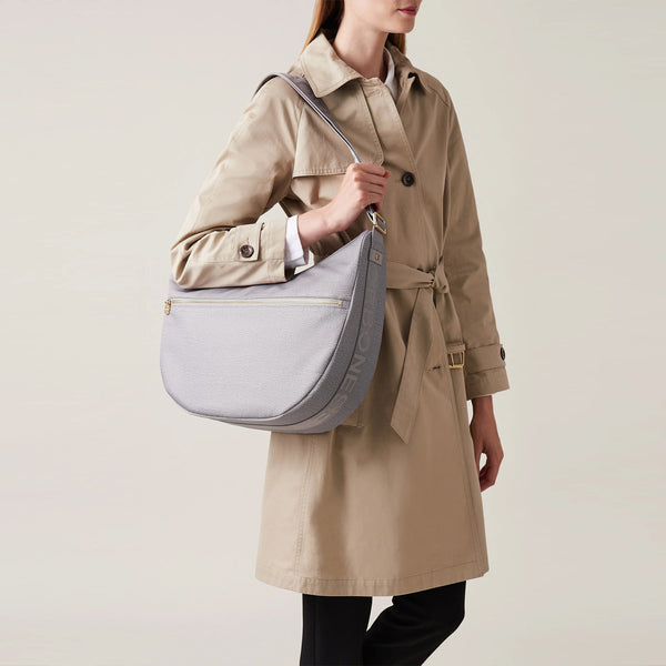 Borbonese - Borsa Luna Bag Medium con taschino in Nylon Riciclato Cloud - 934109I15 - CLOUD