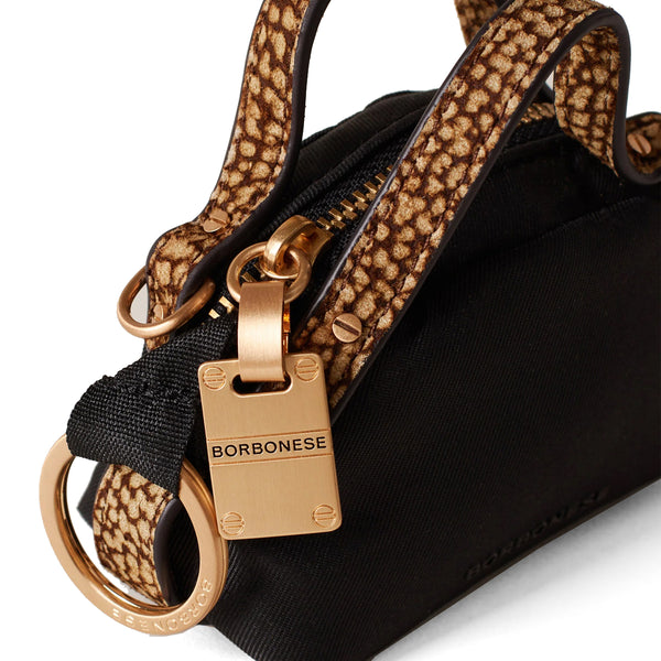 Borbonese - Portachiavi Sexy Bag Nero OP Naturale - 910787AZ1 - NERO/OP/NATURALE