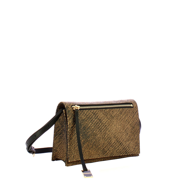 Borbonese - Tracolla Livre Small Graffiti OP Naturale Nero - 903002AZ5 - OP/NATURALE/NERO