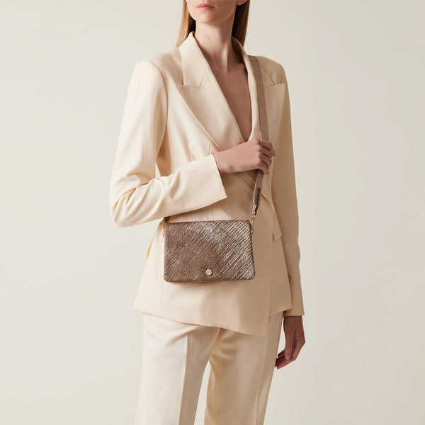 Borbonese - Mini Borsa a tracolla Graffiti OP Naturale Porridge - 920063AZ5 - OP/NATURALE/PORRIDGE