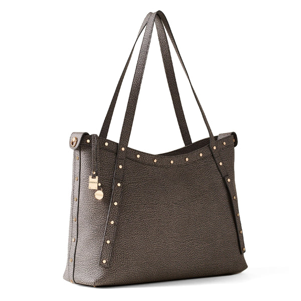 Borbonese - Shopping Metropole Large in tela rivestita Clay Grey - 933256AN0 - CLAY/GREY