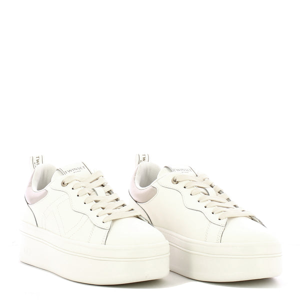 Twinset - Sneakers Donna in pelle Bianco Oro - 252TCP024 - BIC.OTTICO/ORO