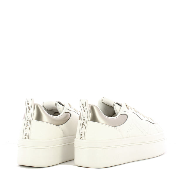 Twinset - Sneakers Donna in pelle Bianco Oro - 252TCP024 - BIC.OTTICO/ORO