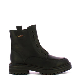 Twinset - Stivaletto Anfibio in pelle Nero - 252TCP184 - NERO