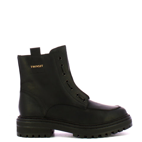 Twinset - Stivaletto Anfibio in pelle Nero - 252TCP184 - NERO