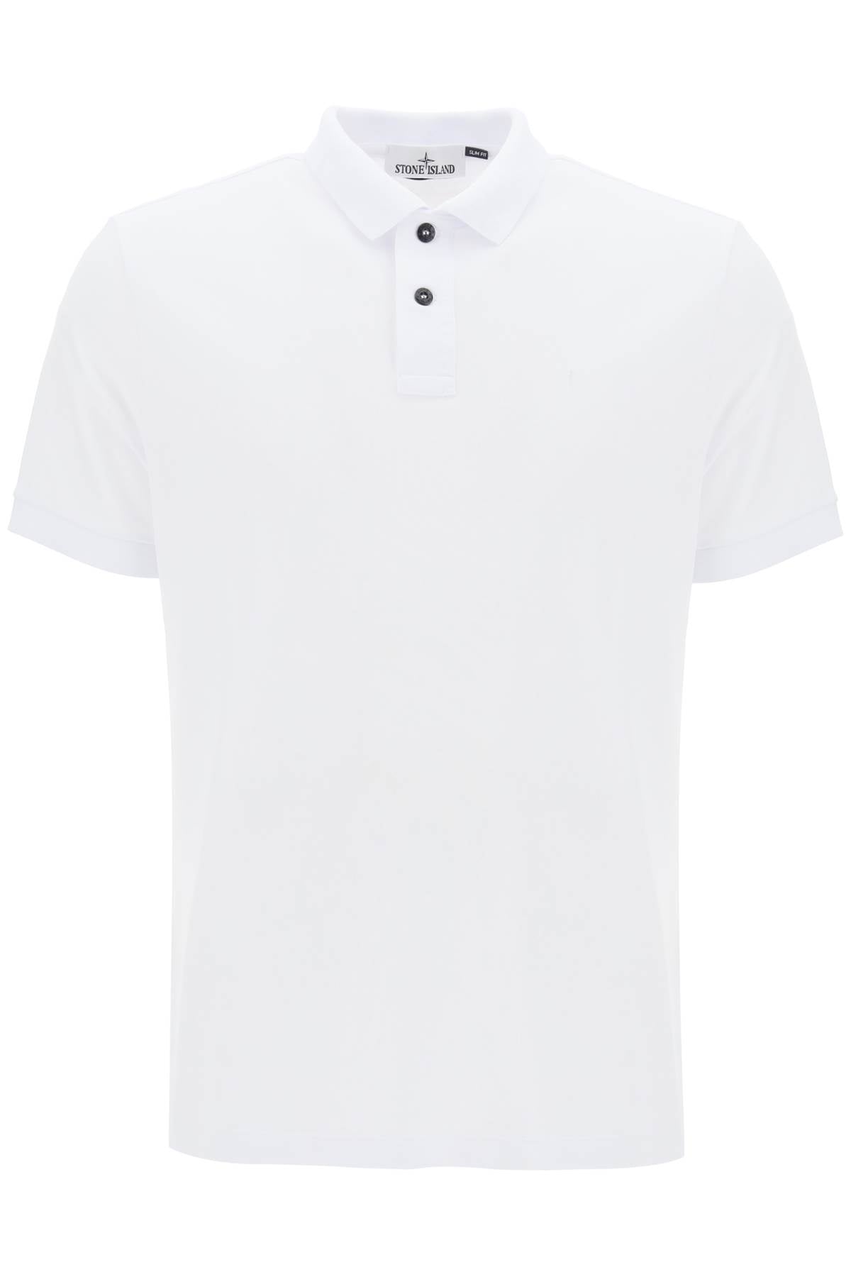 slim fit polo shirt with logo patch 80152SC17 BIANCO