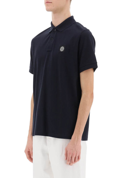 slim fit polo shirt with logo patch 80152SC17 BLEU