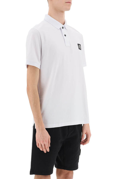 slim fit polo shirt with logo patch 80152SC17 BIANCO