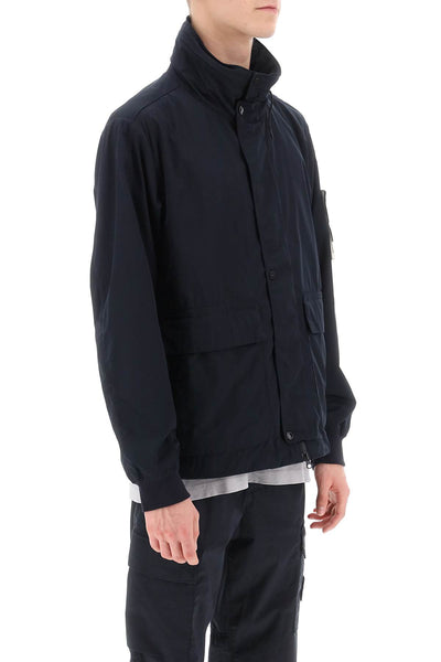 micro twill jacket with extractable hood 801541626 BLEU
