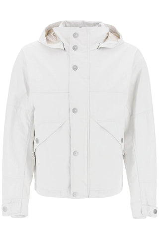 "marina raw plated linen jacket with 8015418X1 BIANCO