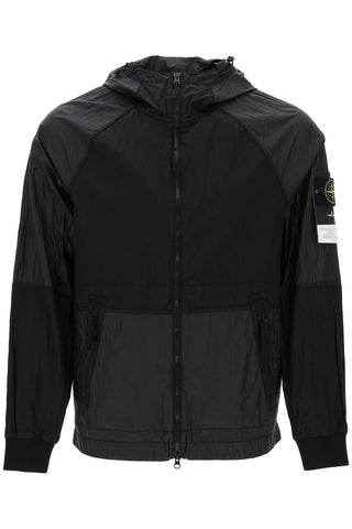 nylon metal windbreaker jacket 801542020 BLEU