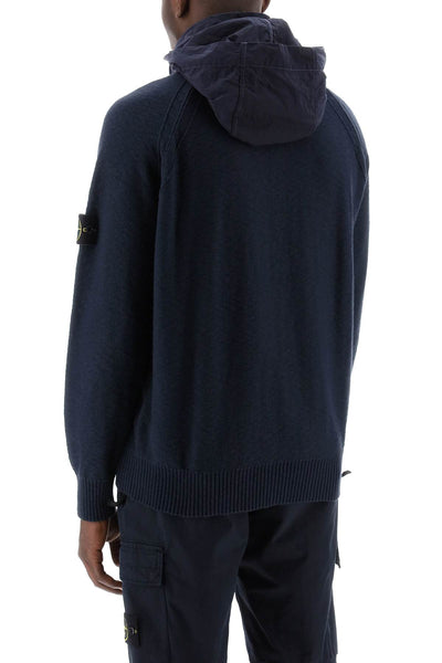 zip-up cardigan with detachable hood 8015503B0 BLEU