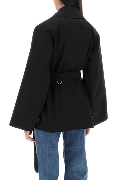 'ness' double-breasted raincoat in cotton gabardine 8071137 BLACK