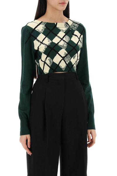 Burberry "cropped diamond pattern pullover 8081138 IVY
