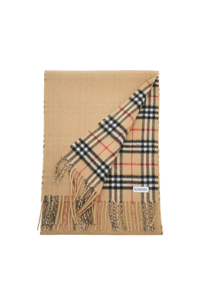 reversible cashmere check scarf 8082480 ARC BEIGE/ ARC BEIGE