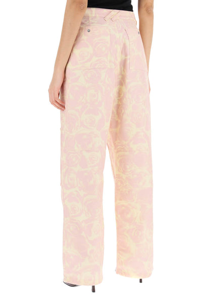 rose print canvas workwear pants 8083596 CAMEO IP PATTERN