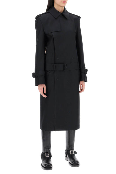 Burberry double-breasted silk twill trench coat 8088822 BLACK