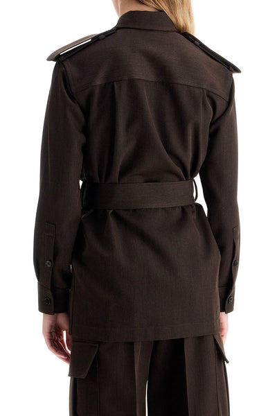 woolen saharan jacket 8092651 BROWN BLACK