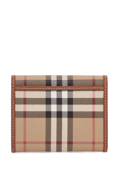 compact beige tartan wallet in polyurethane with gold buttons 8094423 ARCHIVE BEIGE