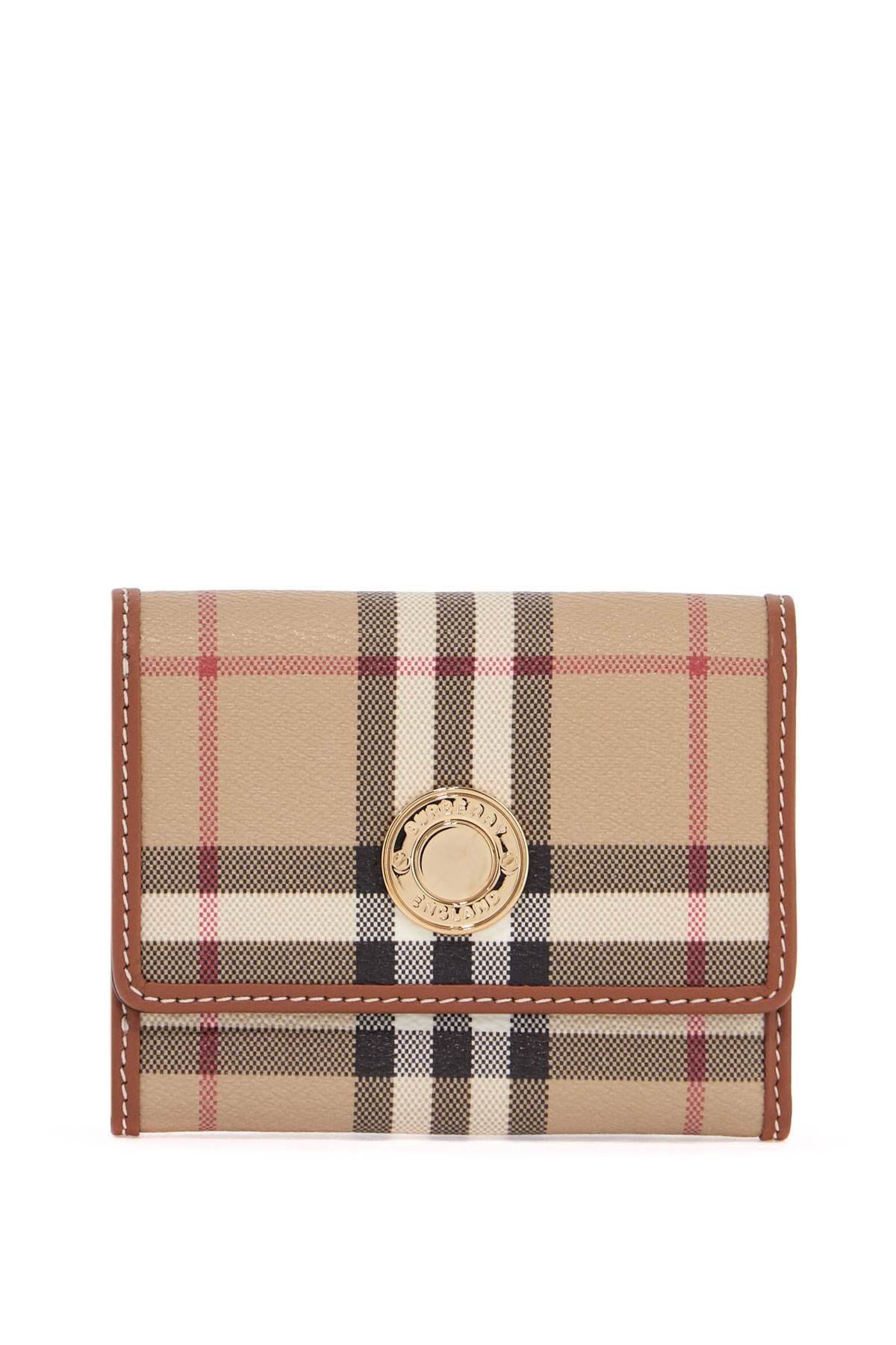 compact beige tartan wallet in polyurethane with gold buttons 8094423 ARCHIVE BEIGE