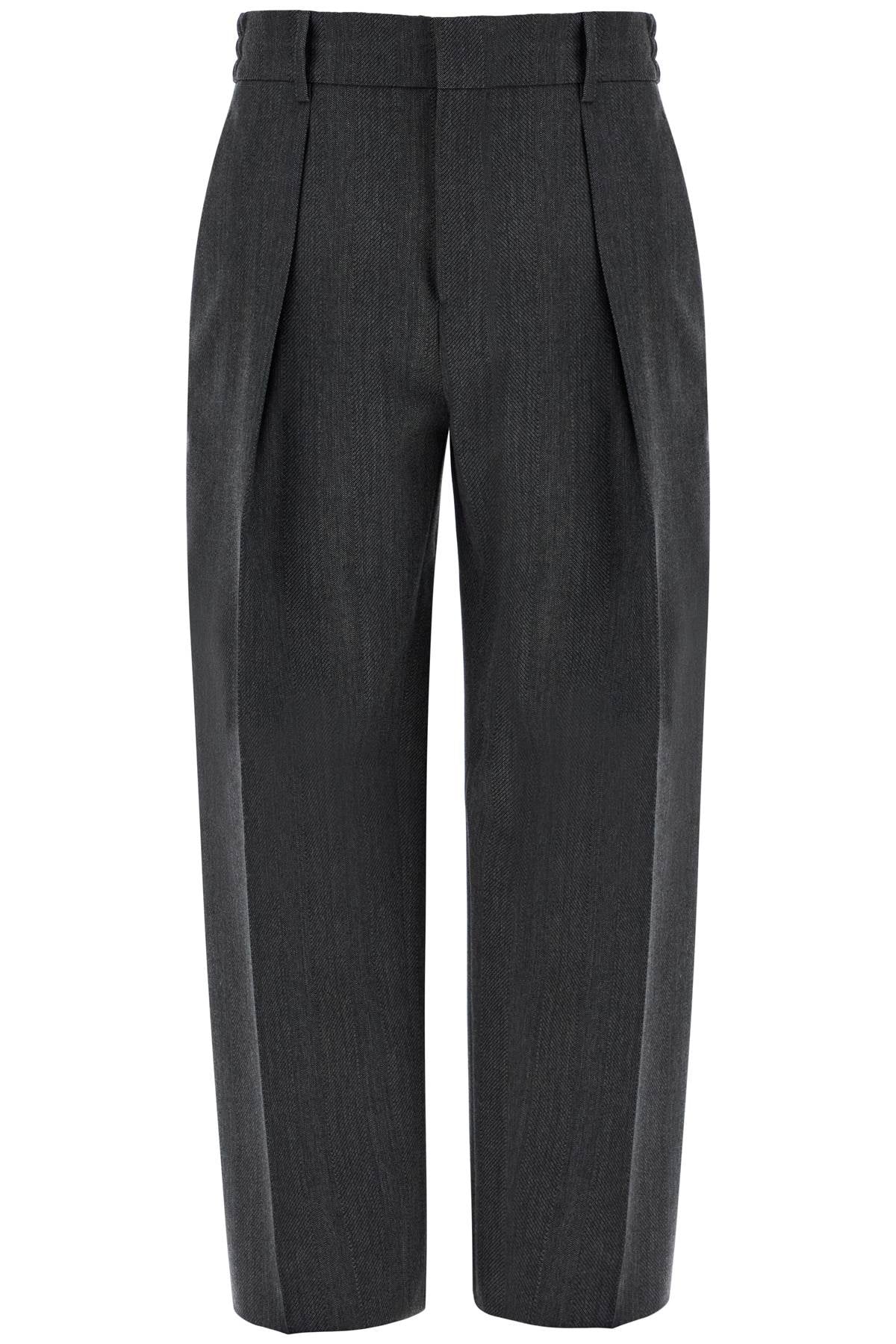 wide woolen checked trousers 8095645 GREY BLACK