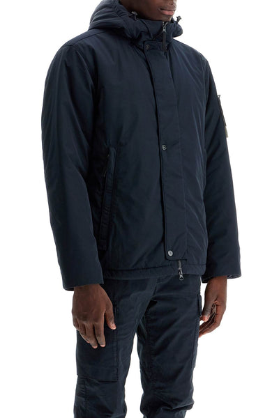 hooded micro twill jacket 811543426 BLEU