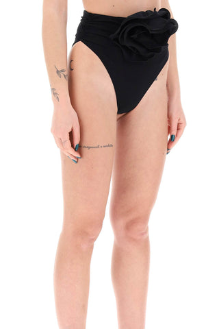 high-waisted bikini briefs with flower clip 811721 BLACK