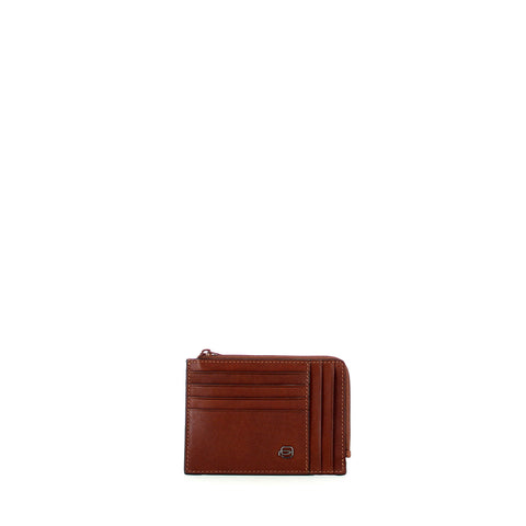 Piquadro - coin pouch black square - pu1243b3 - cuoio | Italystation.com - Shop Now at italystation.com