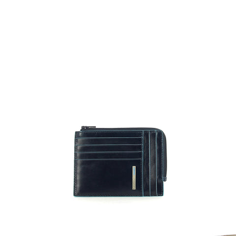 Piquadro - portemonnaie credit card pouch - pu1243b2r - blu/2 | Italystation.com - Shop Now at italystation.com