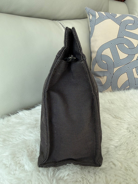 Hermes Grey Toile H Canvas Herline Clutch vintage