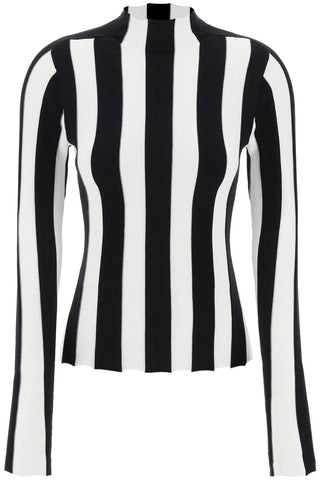 ridley striped funnel-neck sweater 909INT PS24 BLACK WHITE